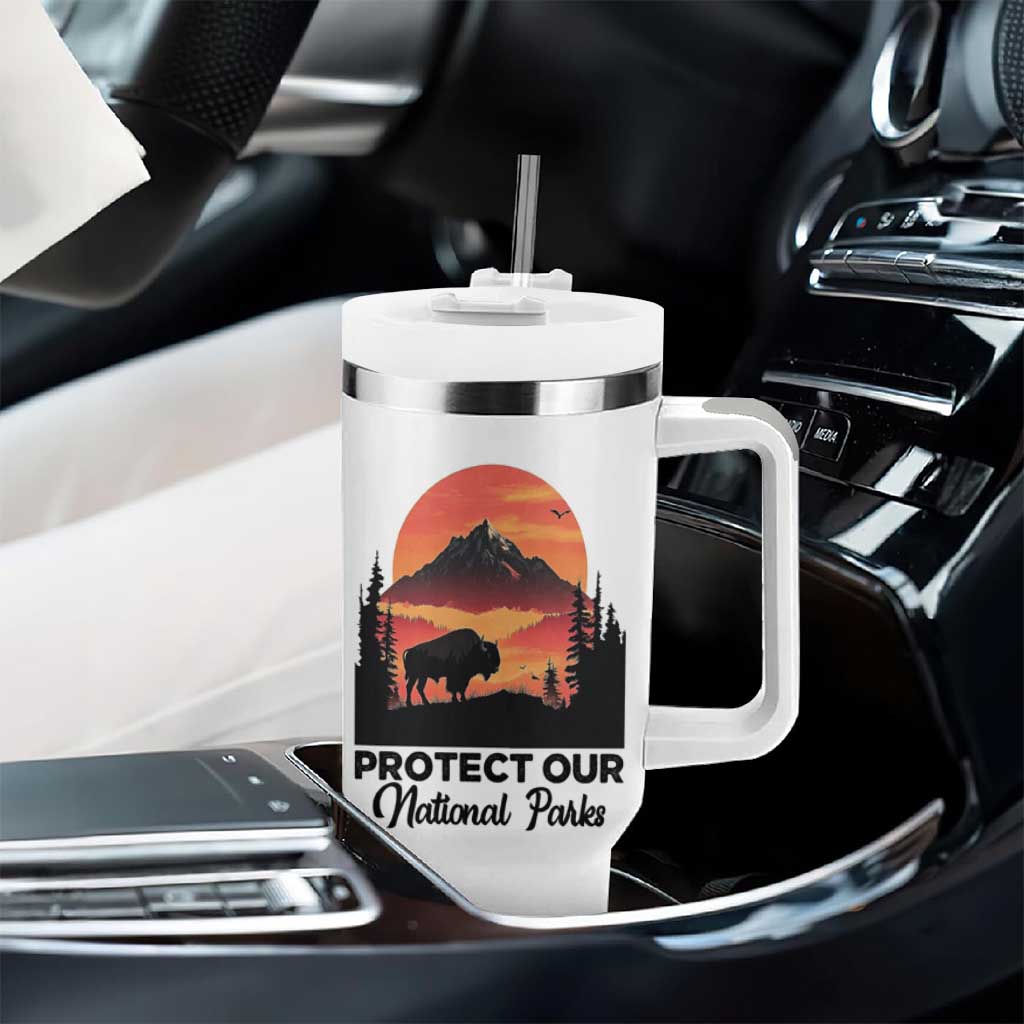 Protect Our National Parks Tumbler With Handle Bison Buffalo Vintage Graphic
