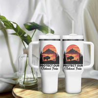 Protect Our National Parks Tumbler With Handle Bison Buffalo Vintage Graphic