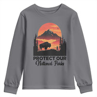 Protect Our National Parks Youth Sweatshirt Bison Buffalo Vintage Graphic