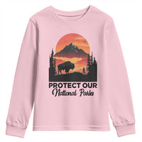 Protect Our National Parks Youth Sweatshirt Bison Buffalo Vintage Graphic