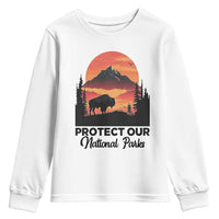 Protect Our National Parks Youth Sweatshirt Bison Buffalo Vintage Graphic