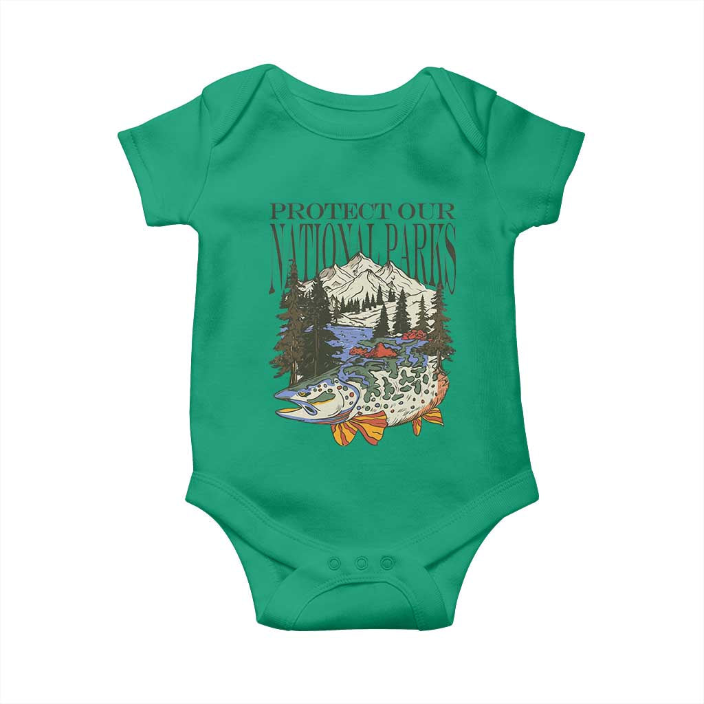 Protect Our National Parks Baby Onesie Wildlife Fishing Outdoor Adventure Retro
