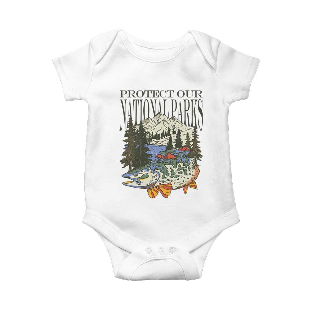 Protect Our National Parks Baby Onesie Wildlife Fishing Outdoor Adventure Retro