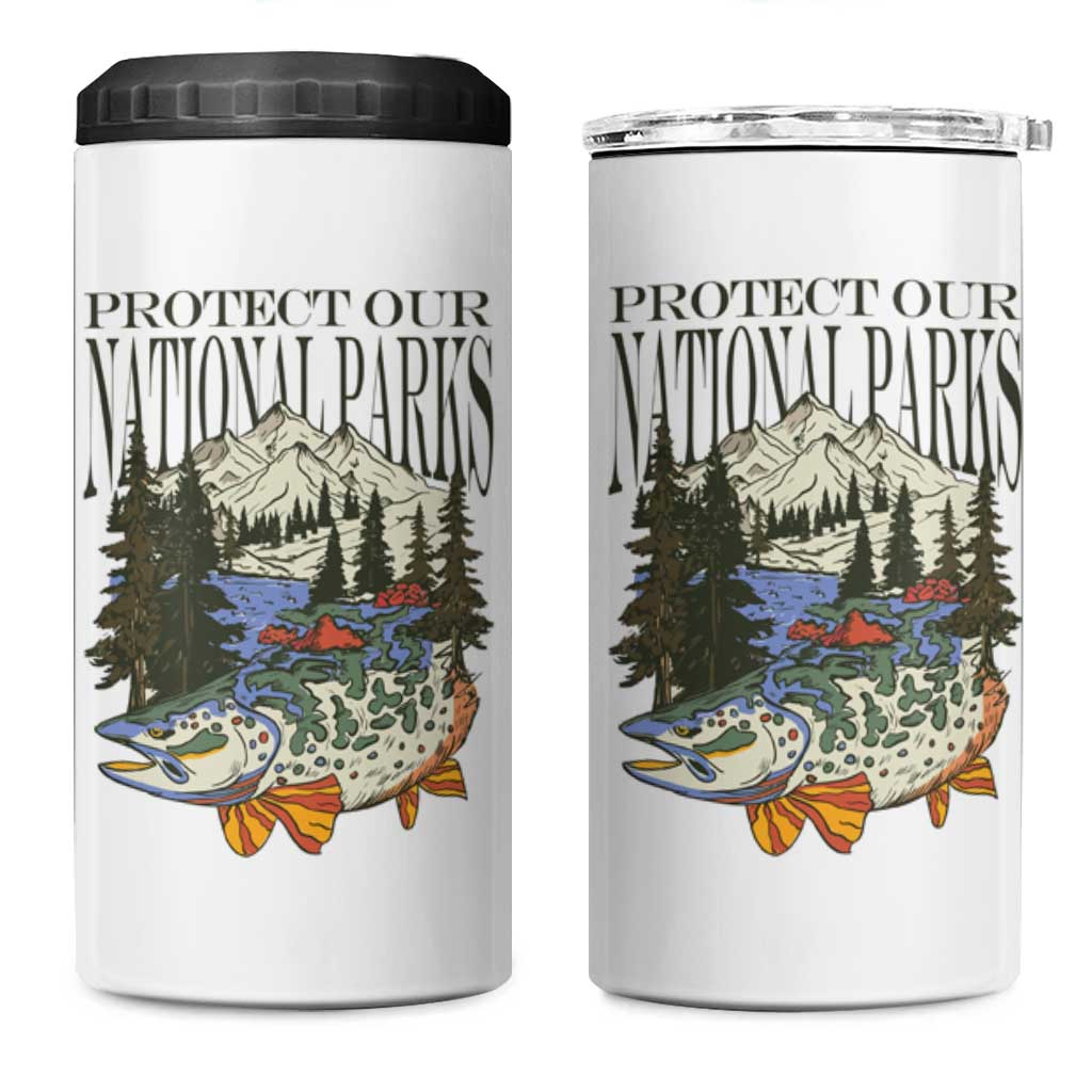 Protect Our National Parks 4 in 1 Can Cooler Tumbler Wildlife Fishing Outdoor Adventure Retro