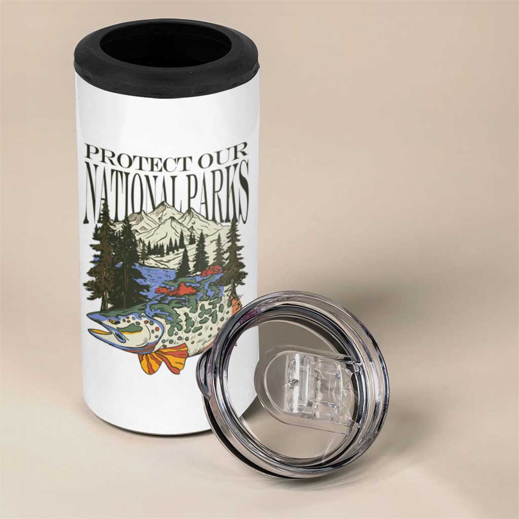 Protect Our National Parks 4 in 1 Can Cooler Tumbler Wildlife Fishing Outdoor Adventure Retro