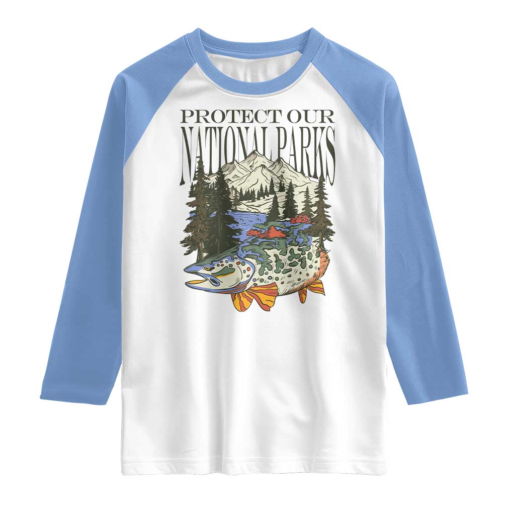 Protect Our National Parks Raglan Shirt Wildlife Fishing Outdoor Adventure Retro