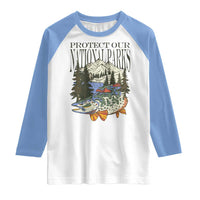 Protect Our National Parks Raglan Shirt Wildlife Fishing Outdoor Adventure Retro