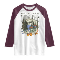 Protect Our National Parks Raglan Shirt Wildlife Fishing Outdoor Adventure Retro