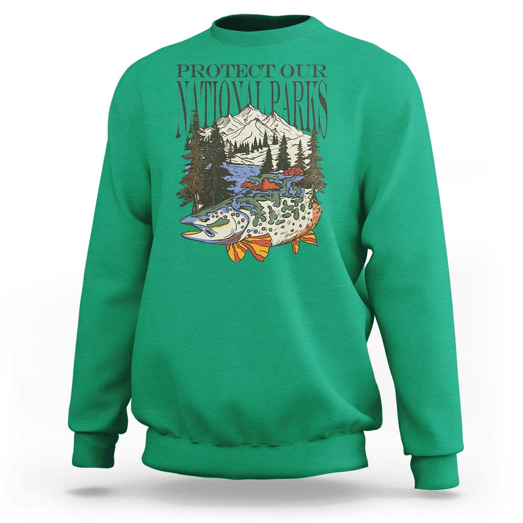 Protect Our National Parks Sweatshirt Wildlife Fishing Outdoor Adventure Retro