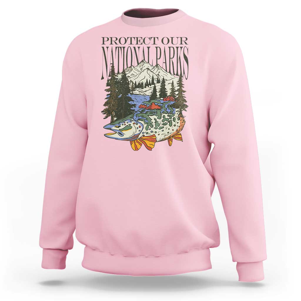 Protect Our National Parks Sweatshirt Wildlife Fishing Outdoor Adventure Retro