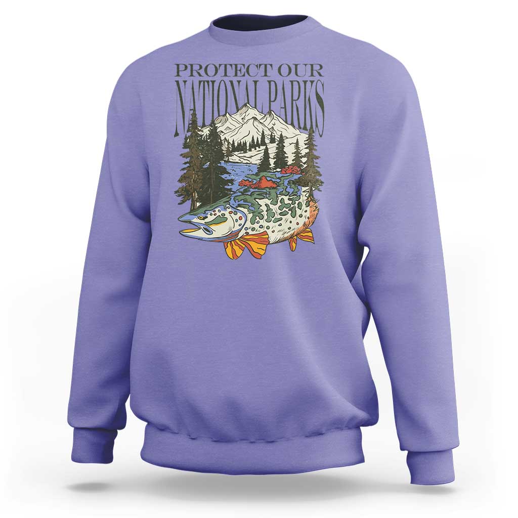 Protect Our National Parks Sweatshirt Wildlife Fishing Outdoor Adventure Retro