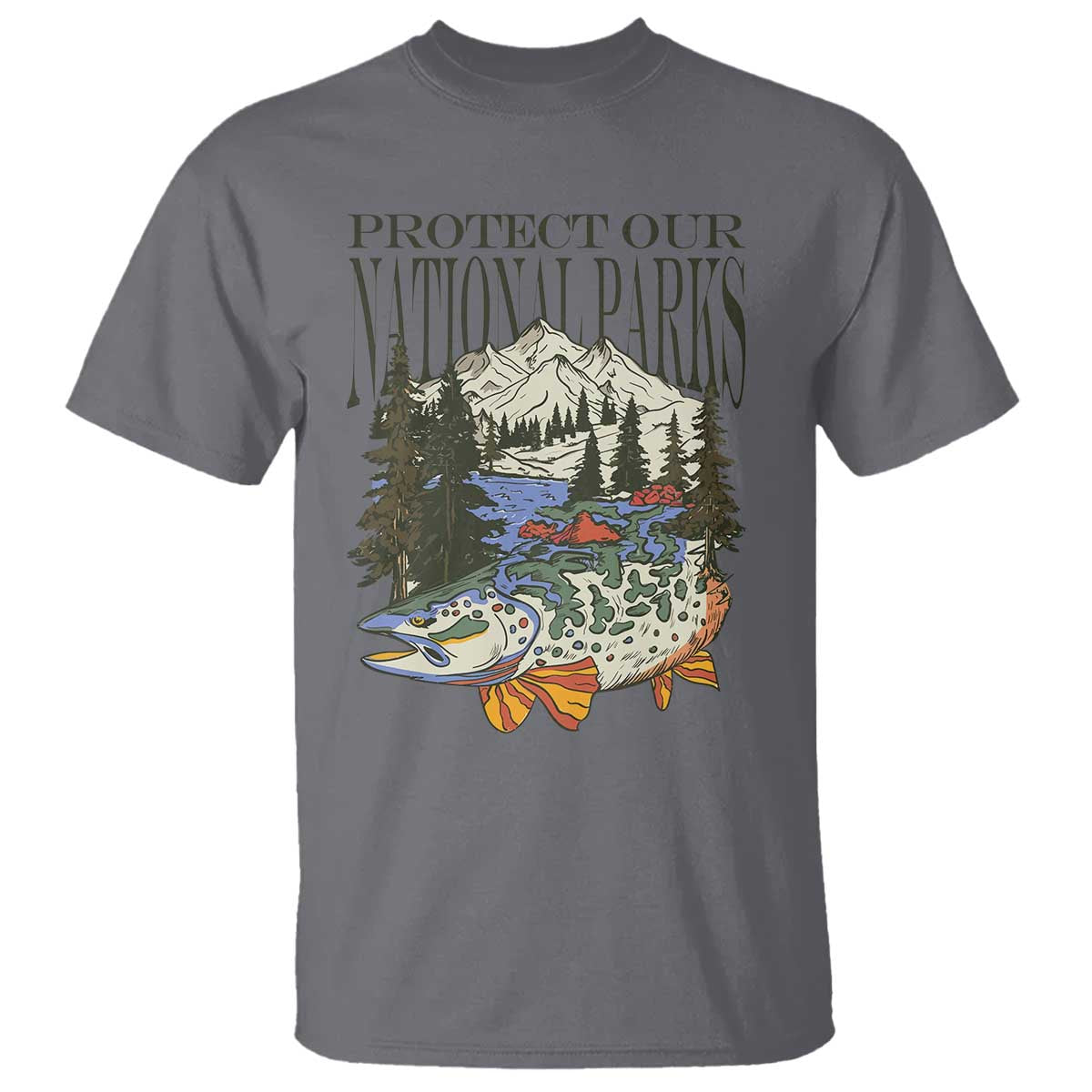 Protect Our National Parks T Shirt Wildlife Fishing Outdoor Adventure Retro