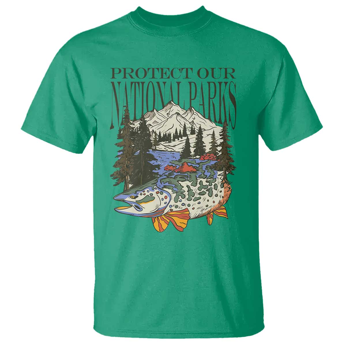 Protect Our National Parks T Shirt Wildlife Fishing Outdoor Adventure Retro