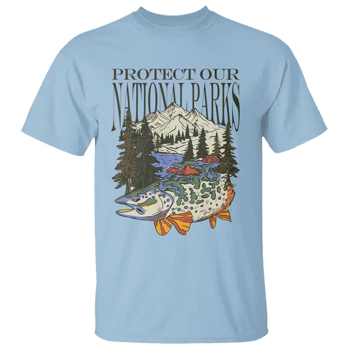 Protect Our National Parks T Shirt Wildlife Fishing Outdoor Adventure Retro