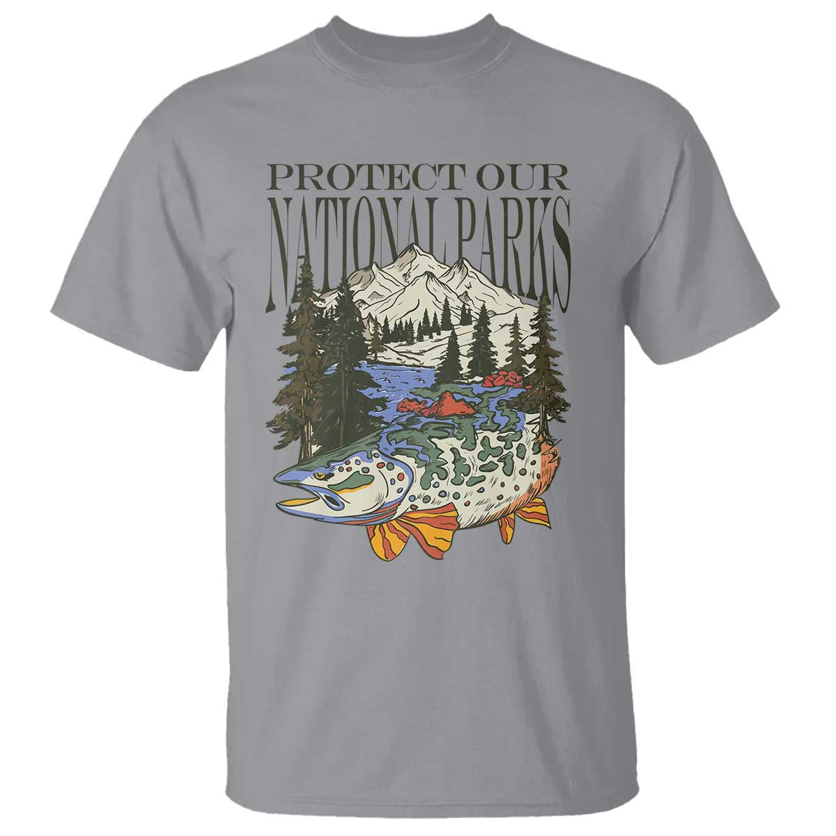 Protect Our National Parks T Shirt Wildlife Fishing Outdoor Adventure Retro