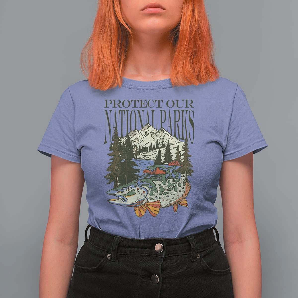 Protect Our National Parks T Shirt For Women Wildlife Fishing Outdoor Adventure Retro