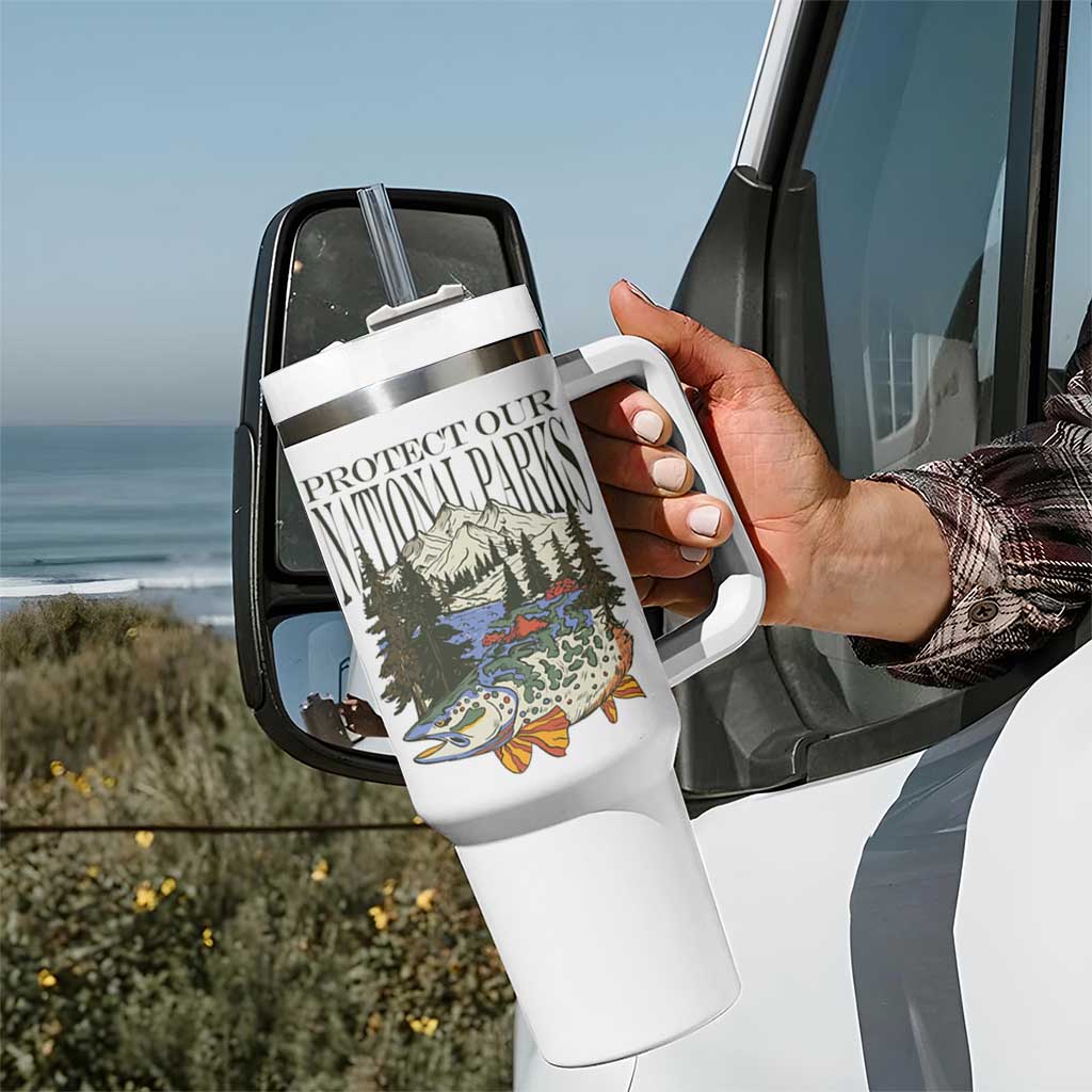 Protect Our National Parks Tumbler With Handle Wildlife Fishing Outdoor Adventure Retro