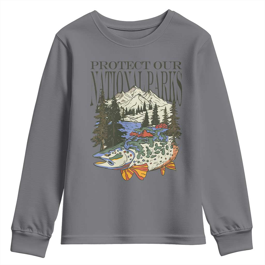 Protect Our National Parks Youth Sweatshirt Wildlife Fishing Outdoor Adventure Retro