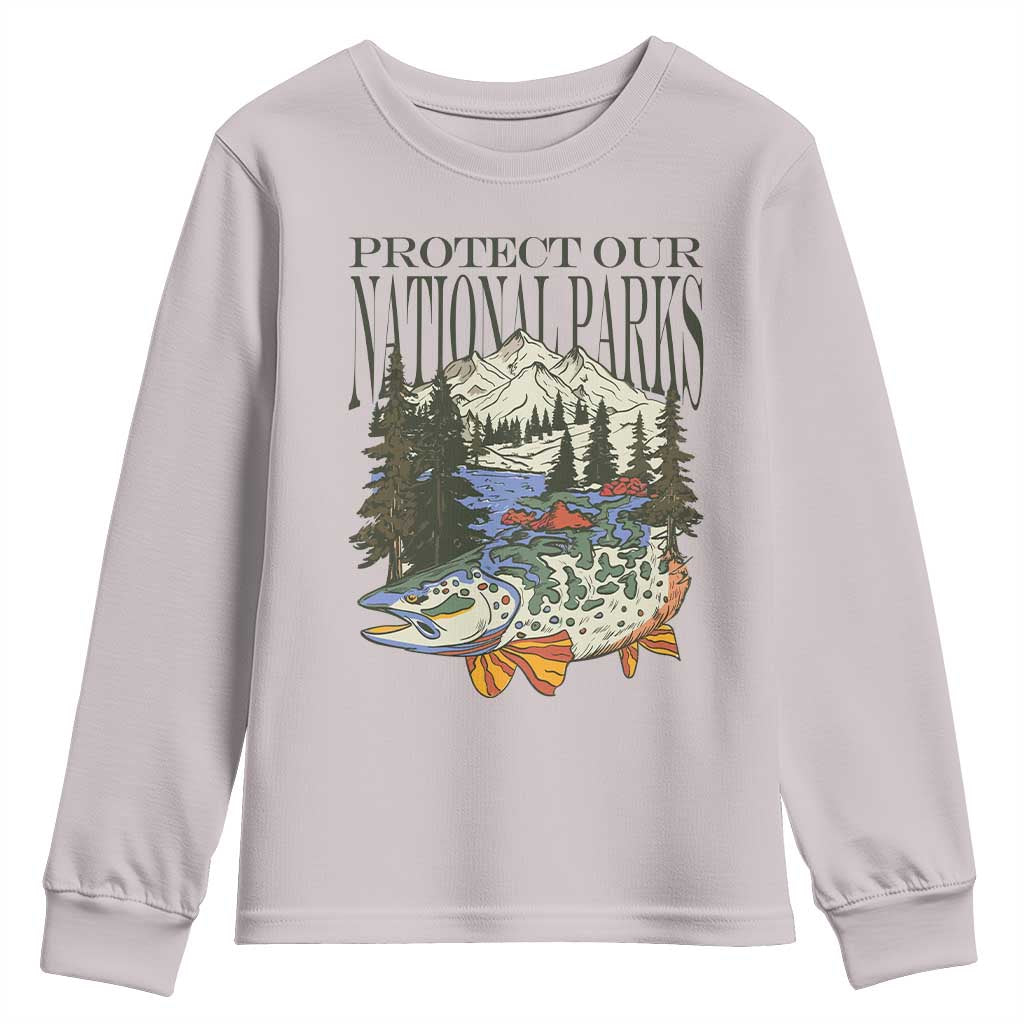 Protect Our National Parks Youth Sweatshirt Wildlife Fishing Outdoor Adventure Retro