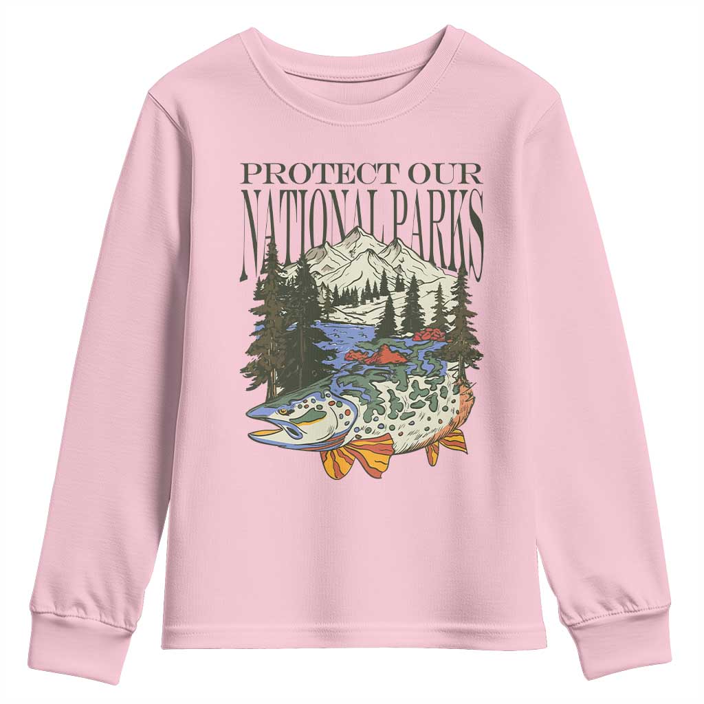 Protect Our National Parks Youth Sweatshirt Wildlife Fishing Outdoor Adventure Retro