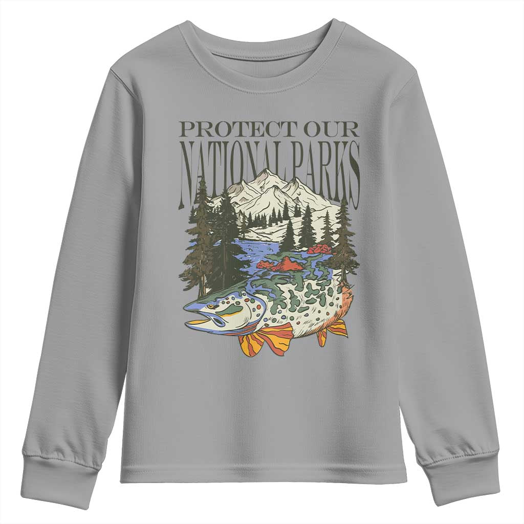 Protect Our National Parks Youth Sweatshirt Wildlife Fishing Outdoor Adventure Retro