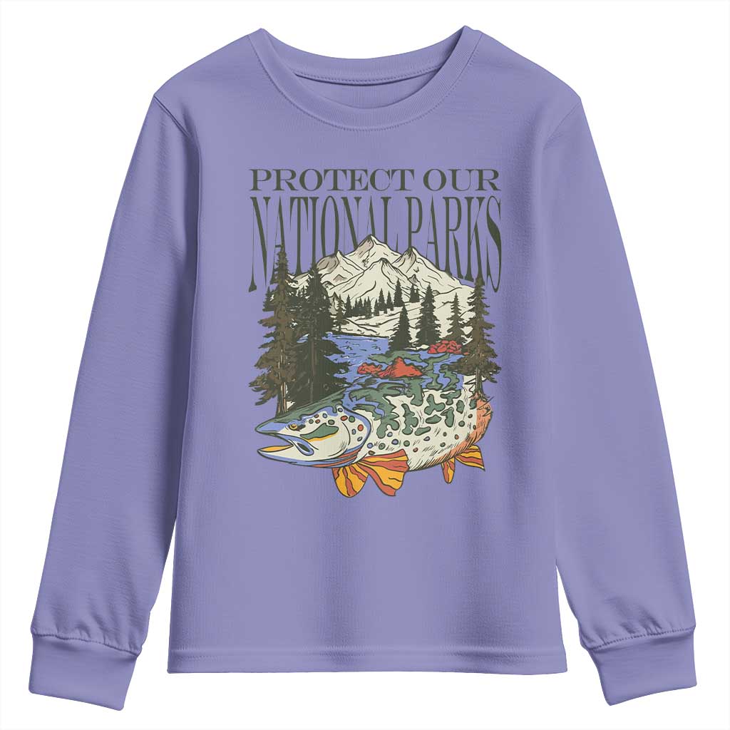 Protect Our National Parks Youth Sweatshirt Wildlife Fishing Outdoor Adventure Retro