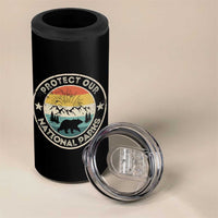 Protect Our National Parks 4 in 1 Can Cooler Tumbler Bear Wildlife Retro Mountain Graphic