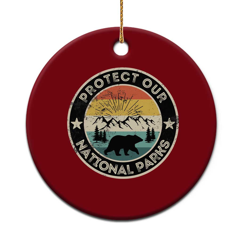 Protect Our National Parks Ceramic Ornament Bear Wildlife Retro Mountain Graphic - Wonder Print Shop