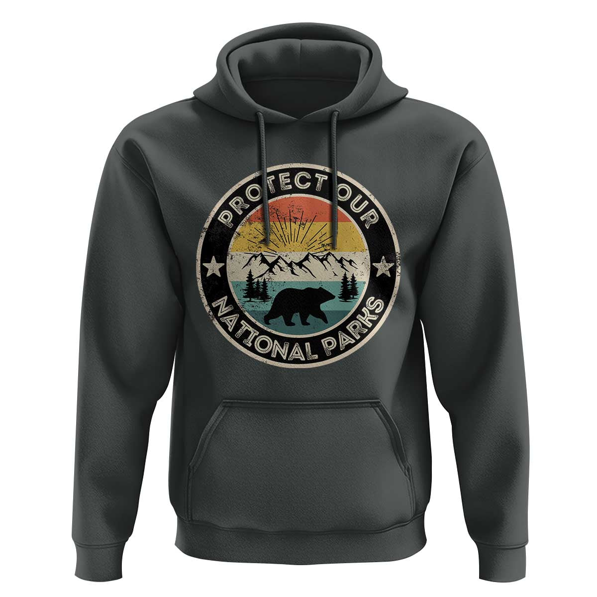 Protect Our National Parks Hoodie Bear Wildlife Retro Mountain Graphic