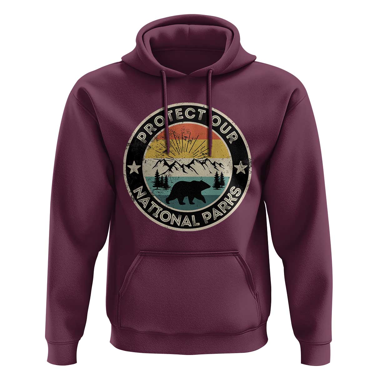 Protect Our National Parks Hoodie Bear Wildlife Retro Mountain Graphic