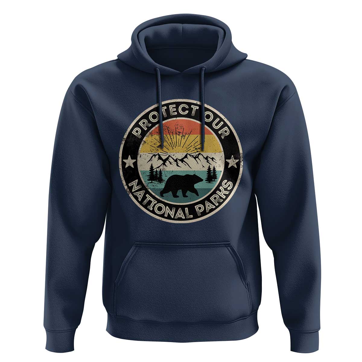 Protect Our National Parks Hoodie Bear Wildlife Retro Mountain Graphic