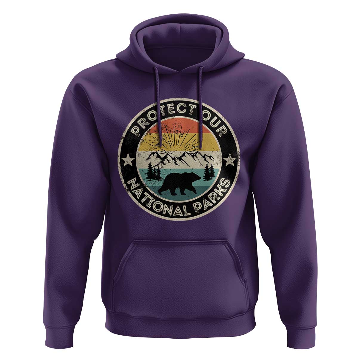 Protect Our National Parks Hoodie Bear Wildlife Retro Mountain Graphic
