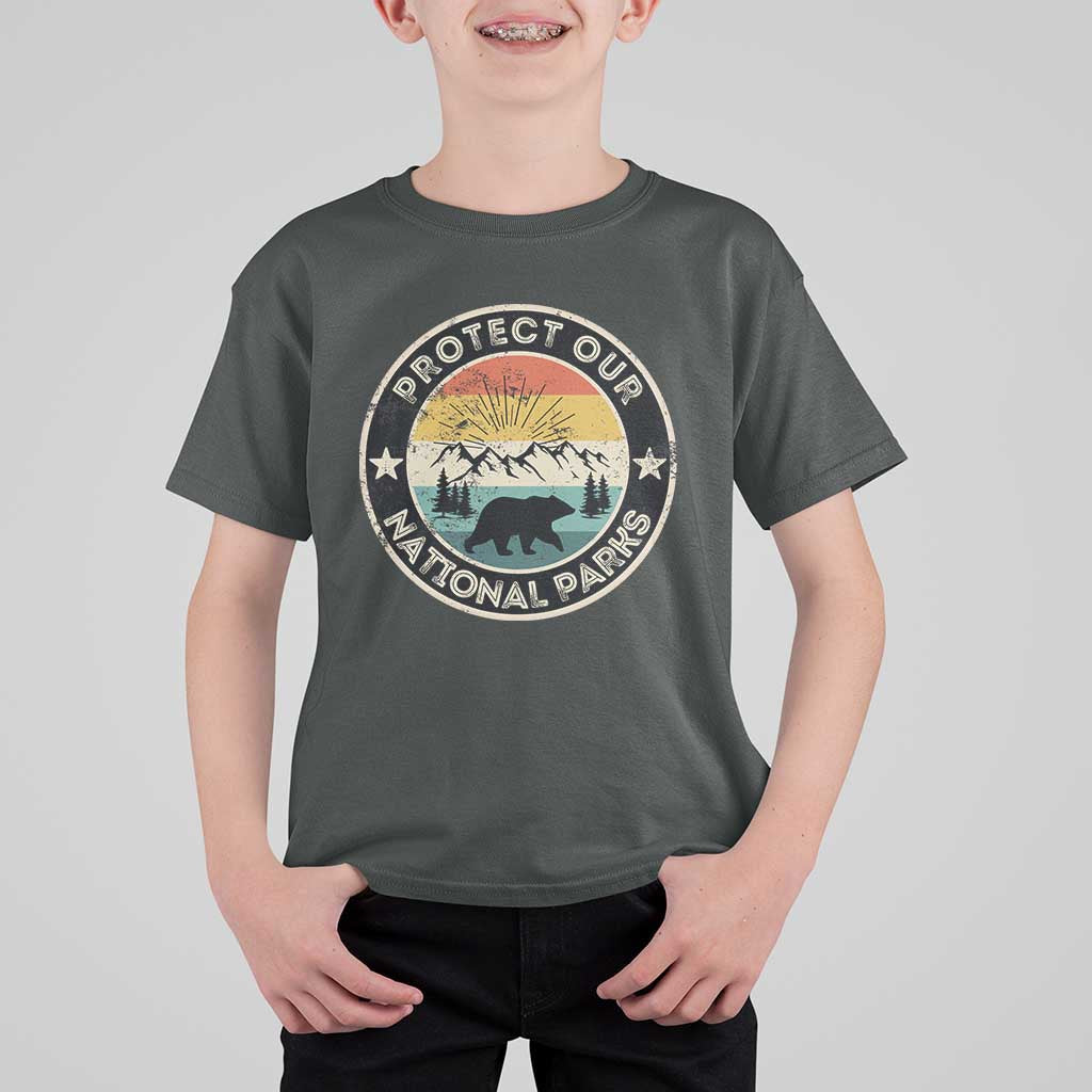 Protect Our National Parks T Shirt For Kid Bear Wildlife Retro Mountain Graphic