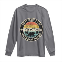 Protect Our National Parks Long Sleeve Shirt Bear Wildlife Retro Mountain Graphic