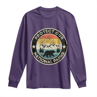 Protect Our National Parks Long Sleeve Shirt Bear Wildlife Retro Mountain Graphic