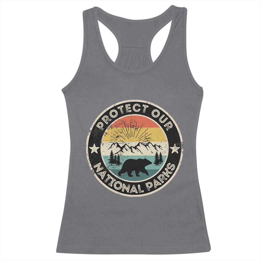 Protect Our National Parks Racerback Tank Top Bear Wildlife Retro Mountain Graphic