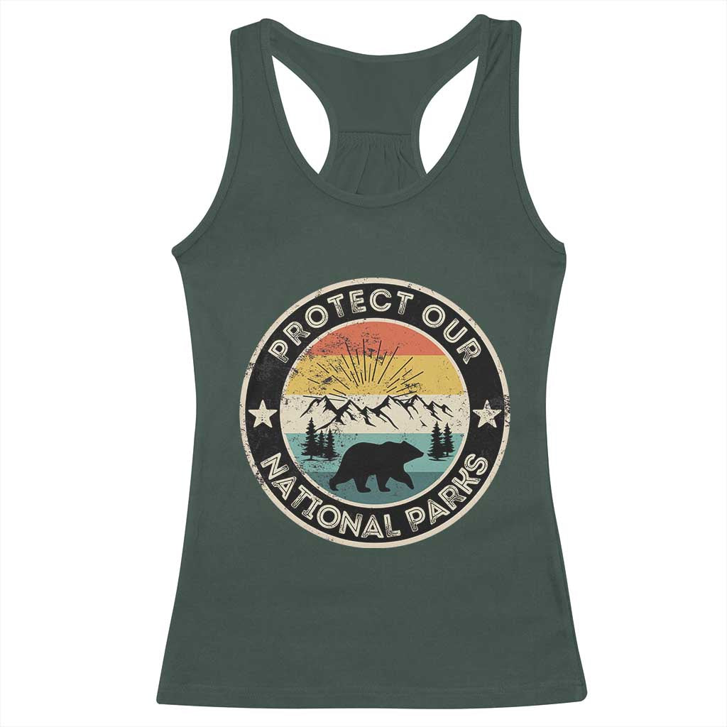 Protect Our National Parks Racerback Tank Top Bear Wildlife Retro Mountain Graphic