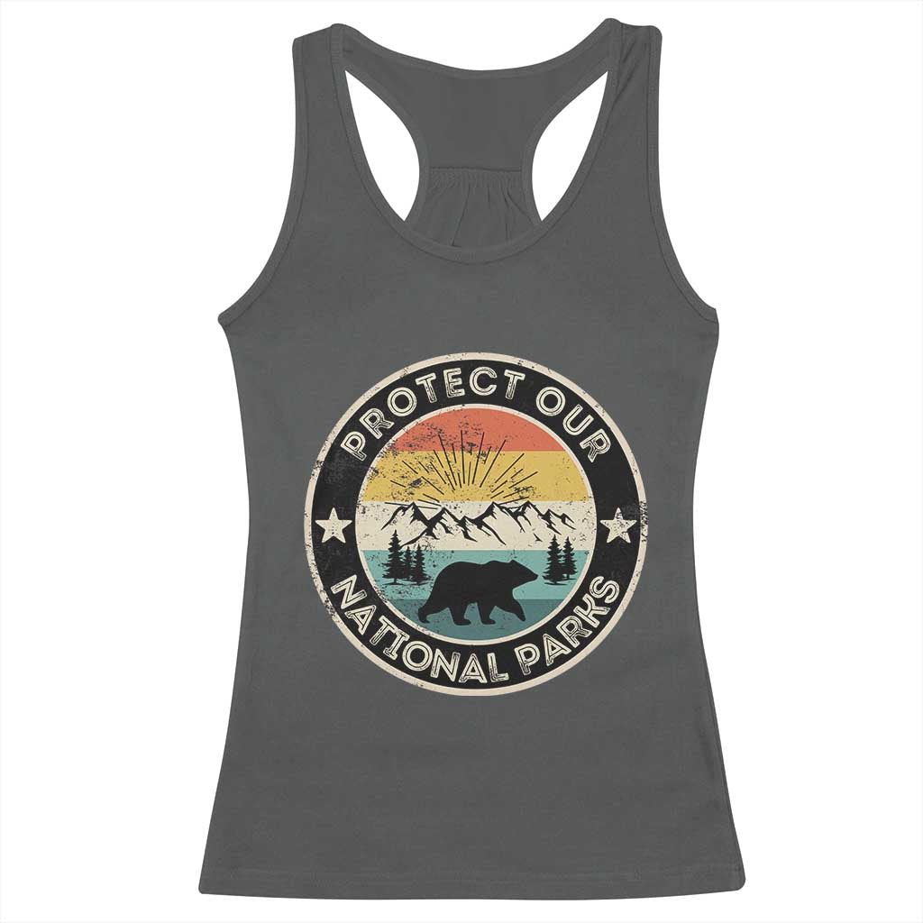 Protect Our National Parks Racerback Tank Top Bear Wildlife Retro Mountain Graphic