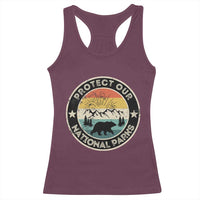 Protect Our National Parks Racerback Tank Top Bear Wildlife Retro Mountain Graphic