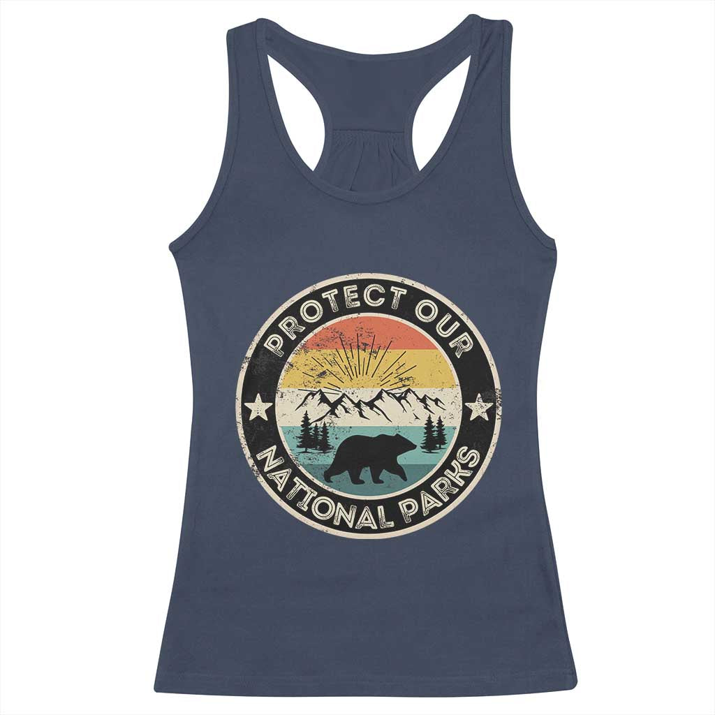 Protect Our National Parks Racerback Tank Top Bear Wildlife Retro Mountain Graphic