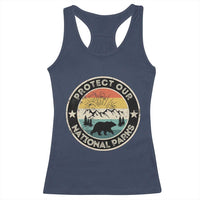 Protect Our National Parks Racerback Tank Top Bear Wildlife Retro Mountain Graphic