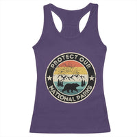 Protect Our National Parks Racerback Tank Top Bear Wildlife Retro Mountain Graphic