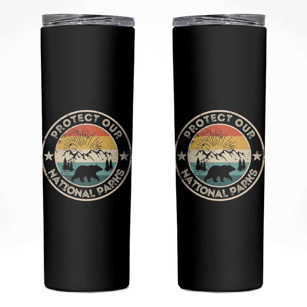 Protect Our National Parks Skinny Tumbler Bear Wildlife Retro Mountain Graphic