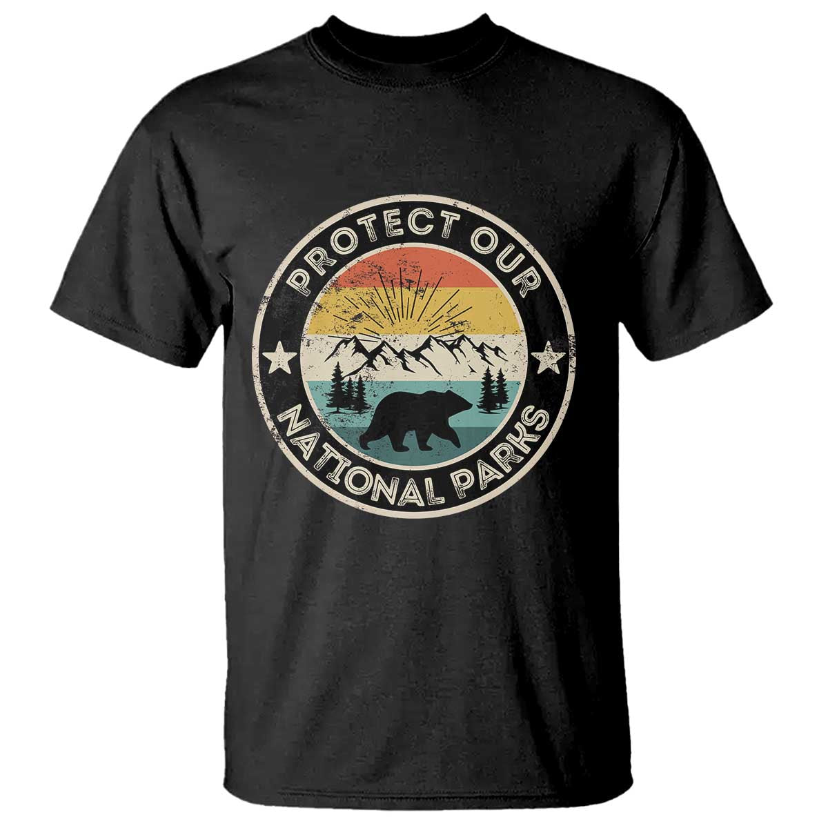 Protect Our National Parks T Shirt Bear Wildlife Retro Mountain Graphic
