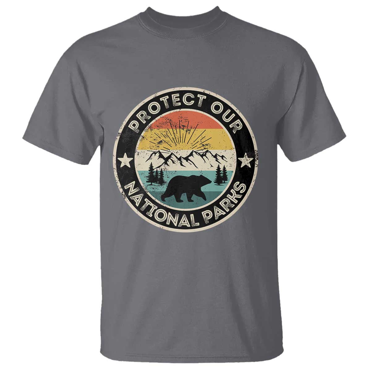 Protect Our National Parks T Shirt Bear Wildlife Retro Mountain Graphic