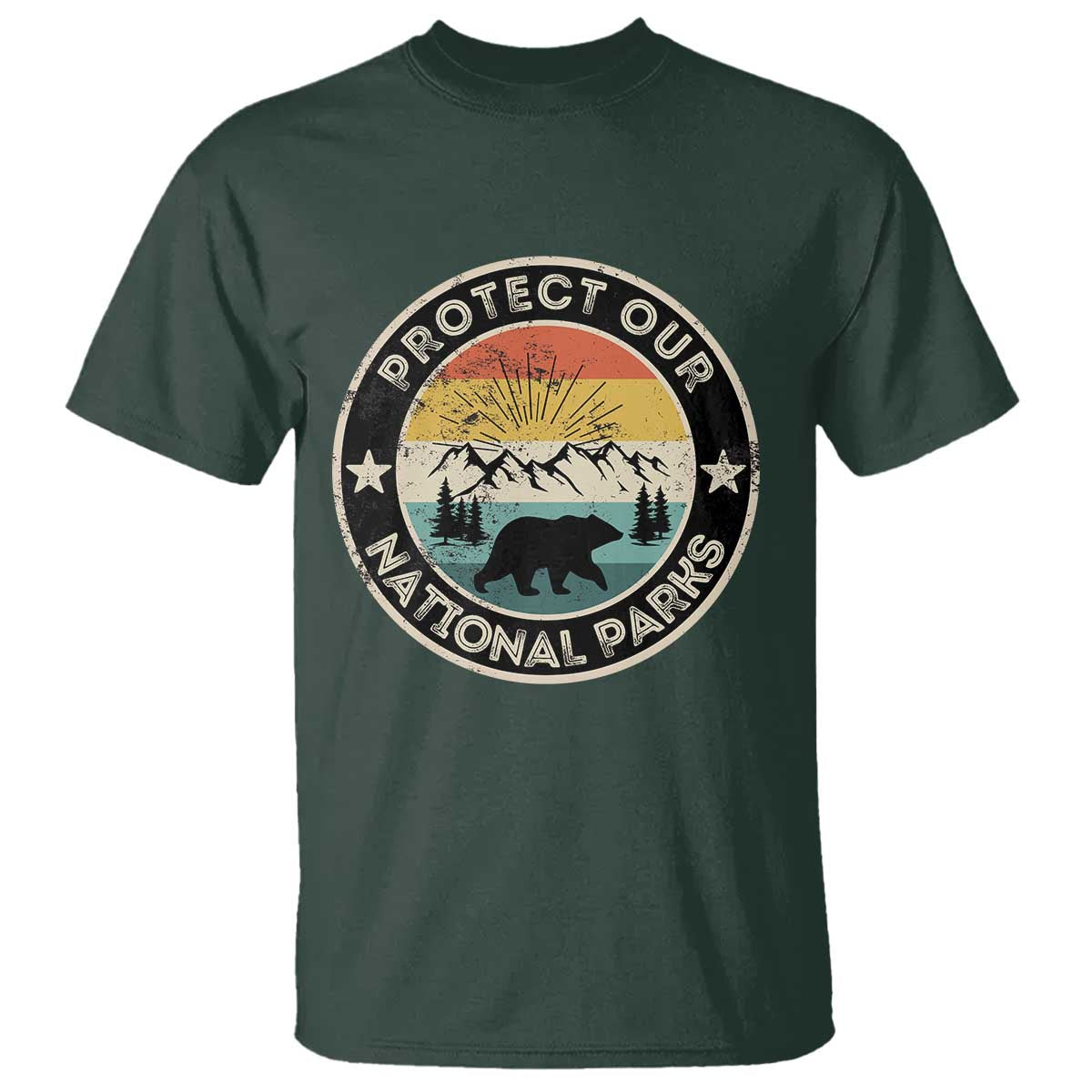 Protect Our National Parks T Shirt Bear Wildlife Retro Mountain Graphic