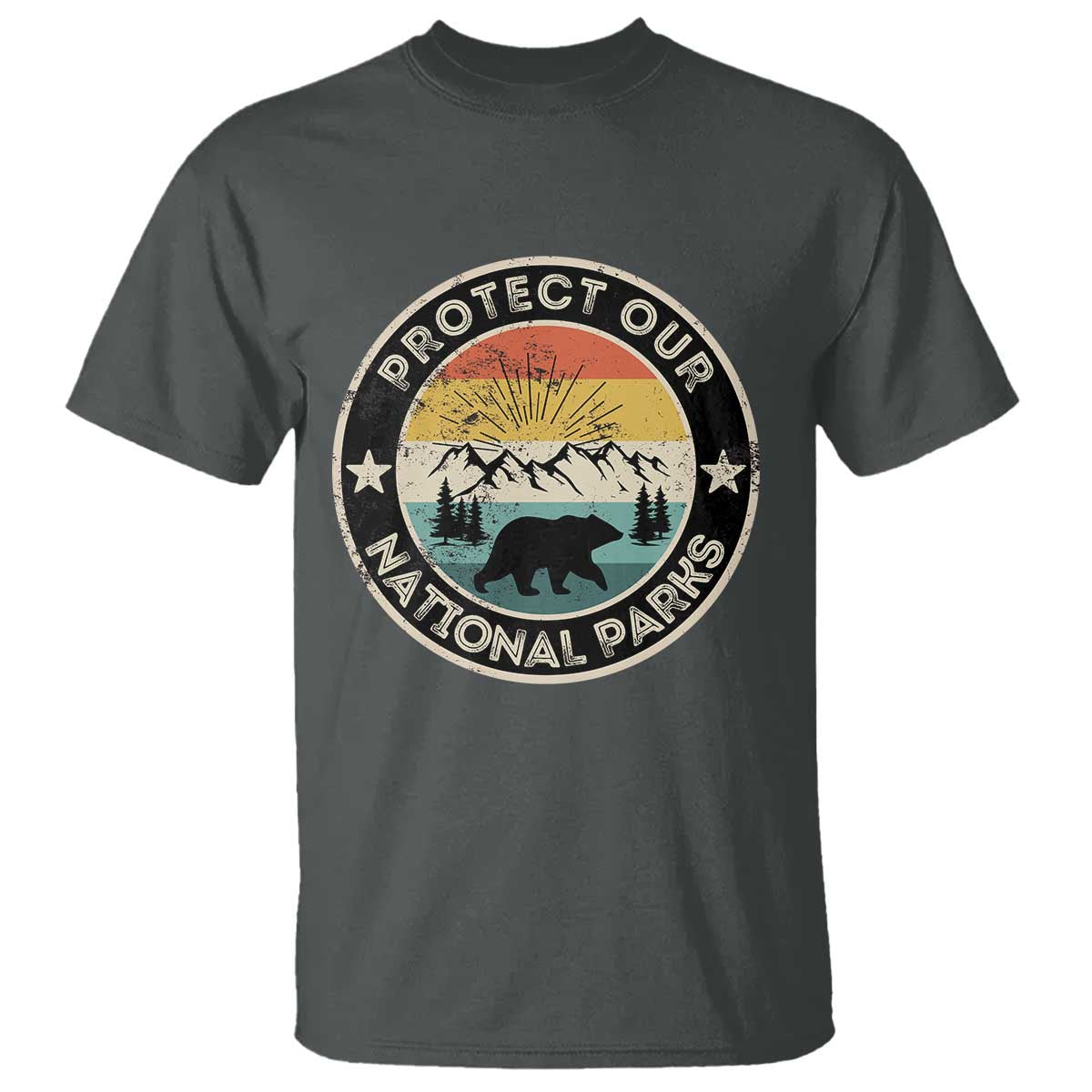 Protect Our National Parks T Shirt Bear Wildlife Retro Mountain Graphic