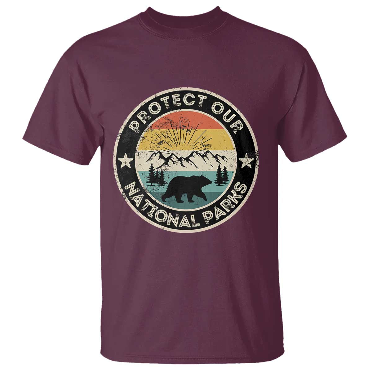 Protect Our National Parks T Shirt Bear Wildlife Retro Mountain Graphic