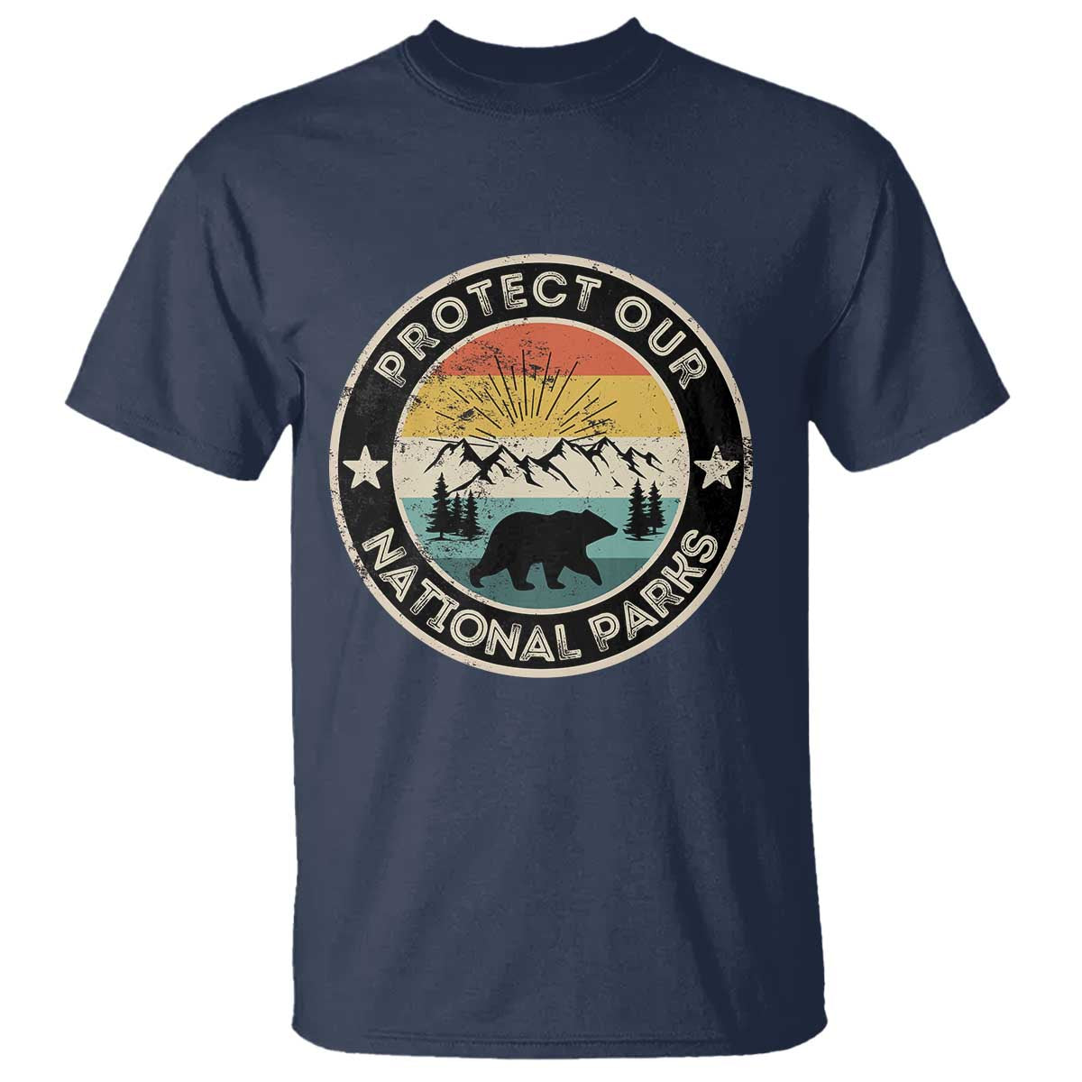 Protect Our National Parks T Shirt Bear Wildlife Retro Mountain Graphic