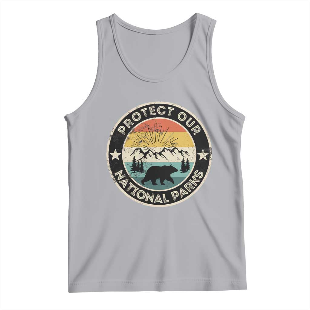 Protect Our National Parks Tank Top Bear Wildlife Retro Mountain Graphic